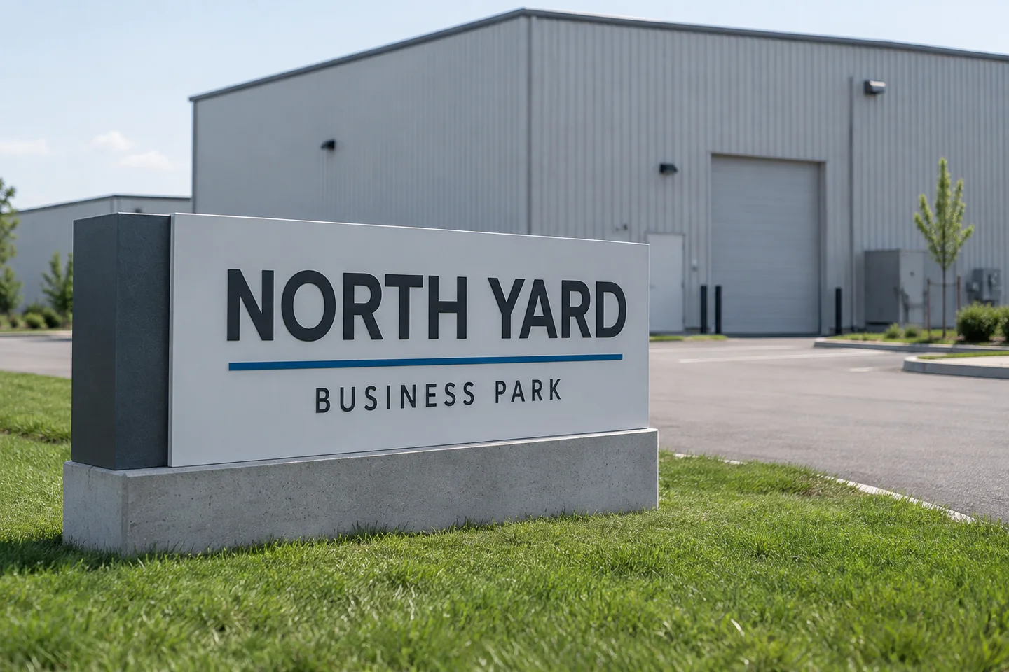 Daylight concept visualization for the fictional North Yard Business Park monument sign